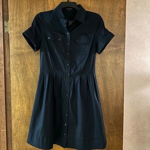 BCBGMaxazria Collared Black Fit and Flare Shirtdress, Size S